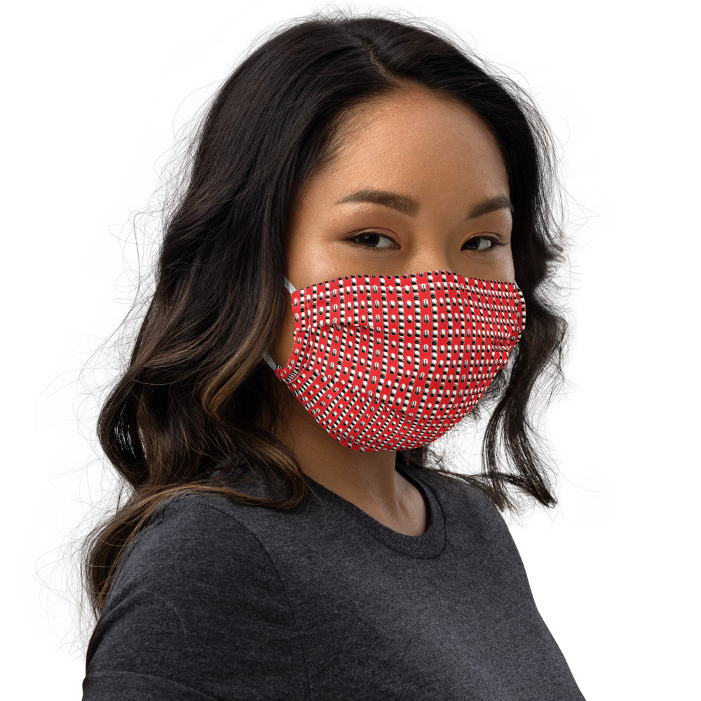 Premium face mask RED WITH BLACK AND WHITE DOTS