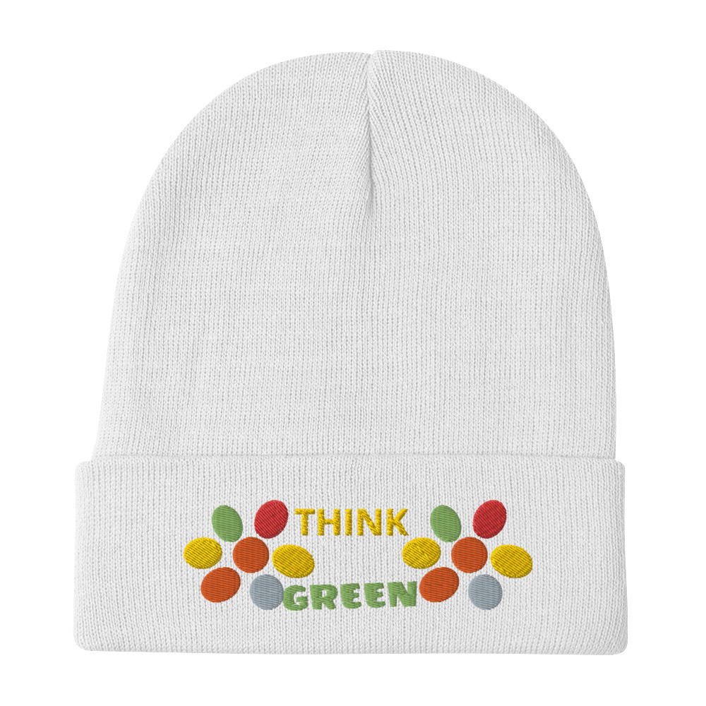 Embroidered Beanie THINK GREEN