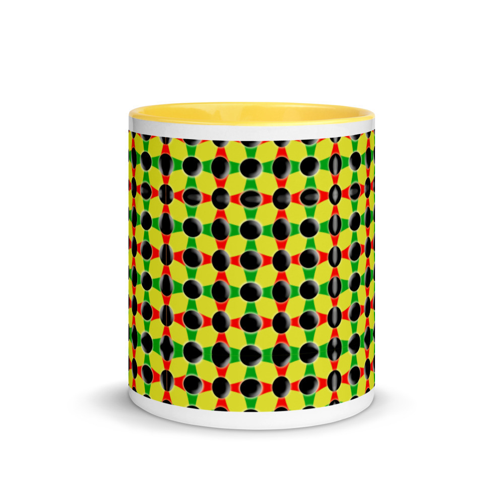 Mug with Color Inside MULTI COLORED PATTERN BLACK DOTS