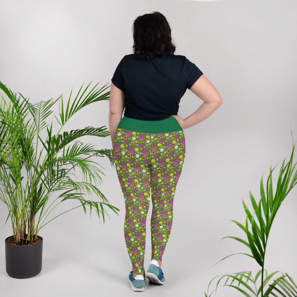  Plus Size Leggings Colored dots flower