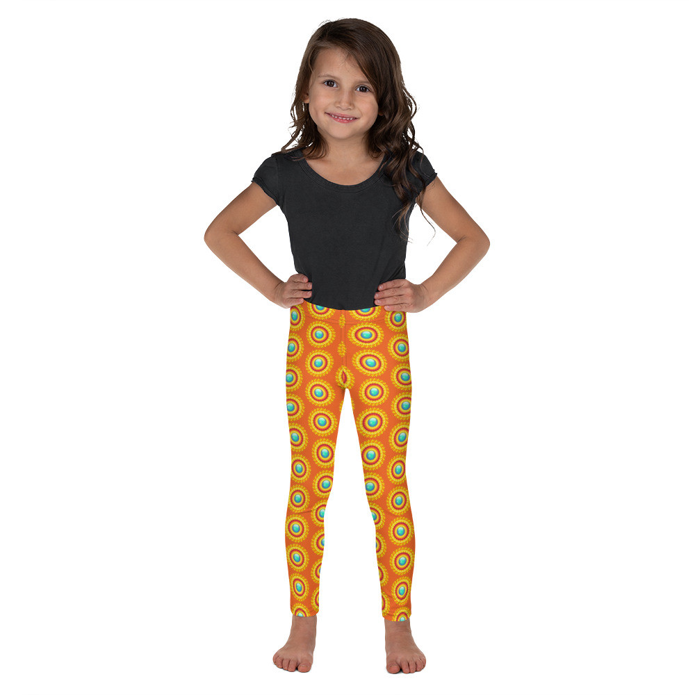 Kid's Leggings Red with yellow flowers
