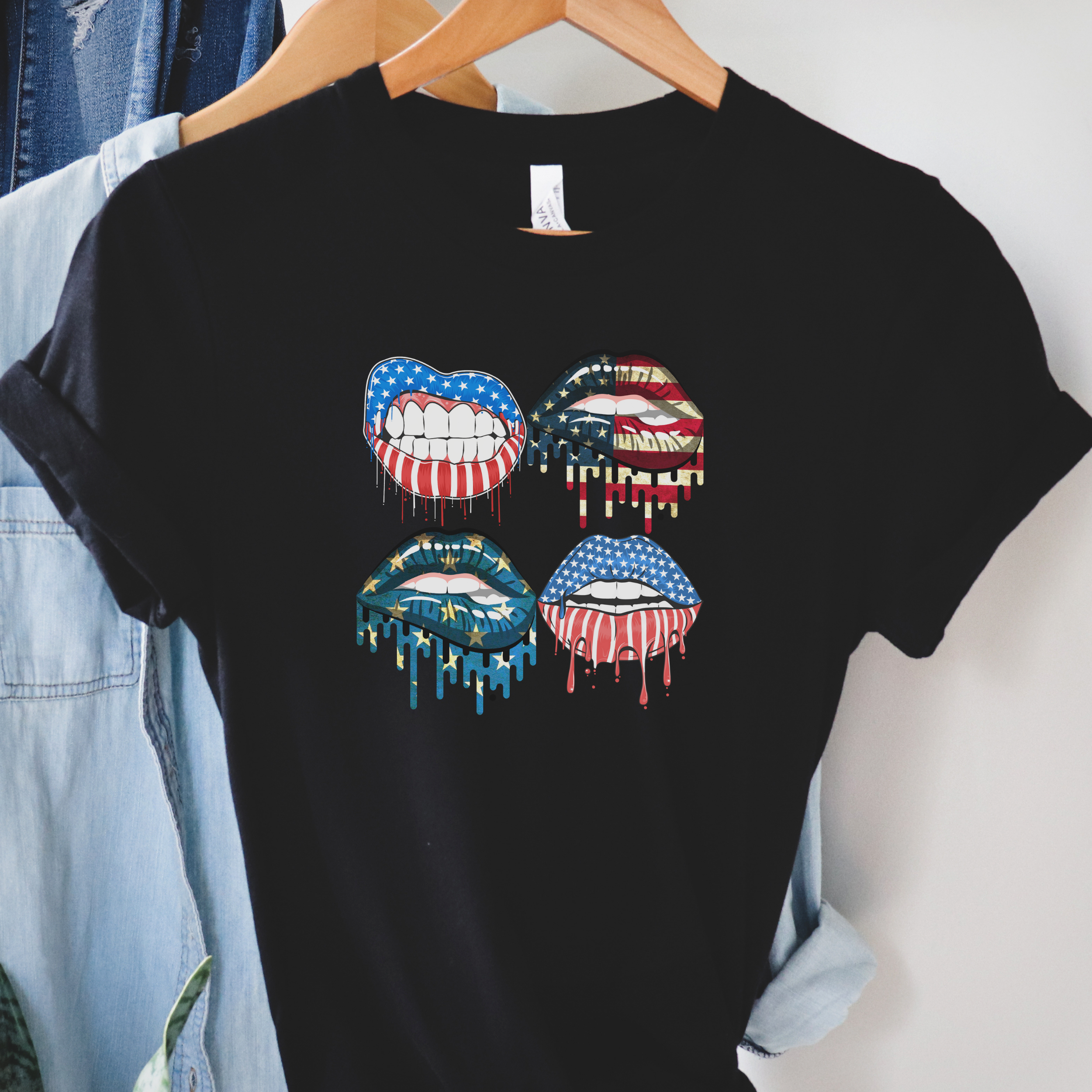 Stars and Stripes Freedom Lips Shirt