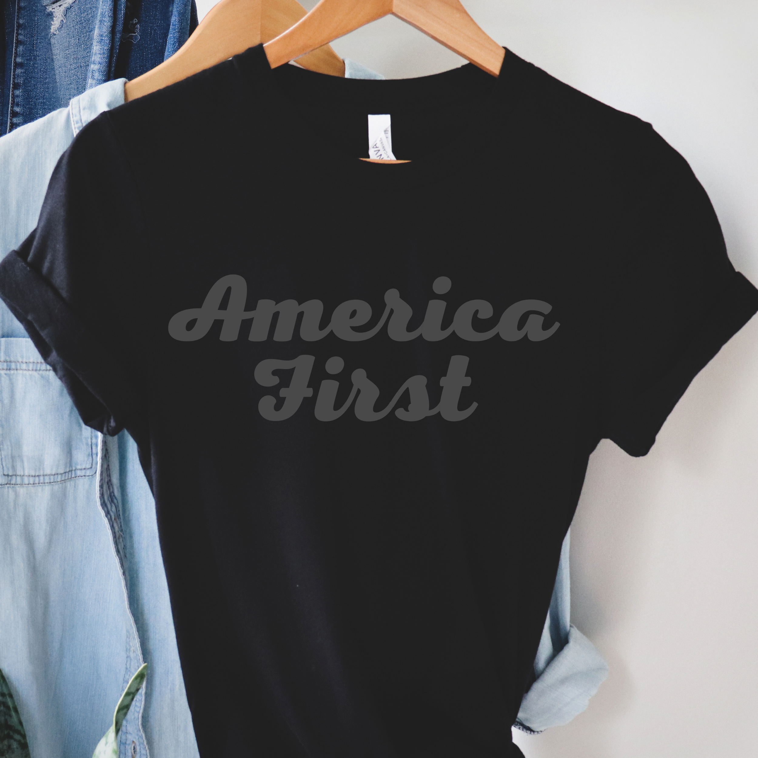 Black-on-Black America First Short-Sleeve Unisex T-Shirt