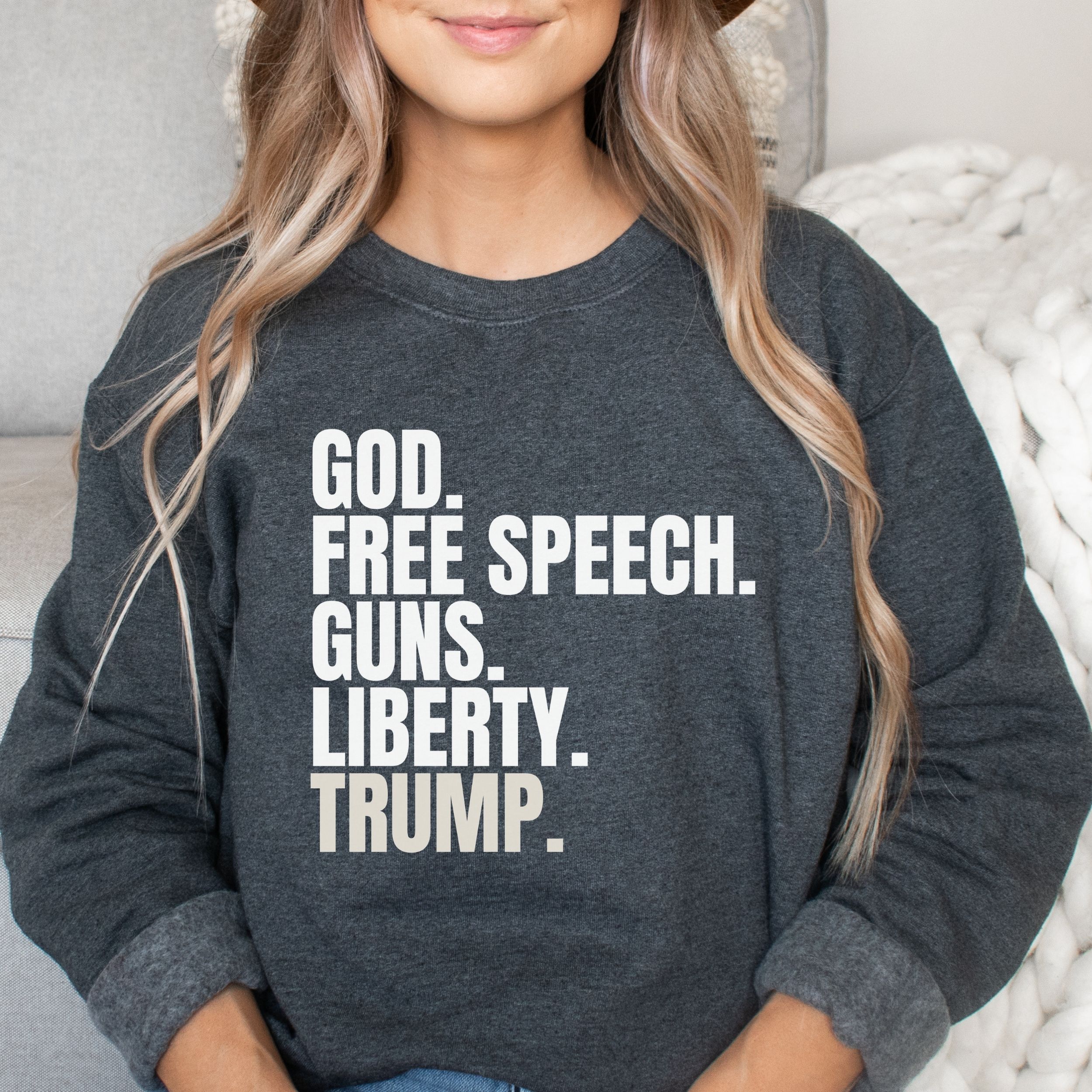 God, Free Speech, Guns, LIberty, Trump Unisex Sweatshirt