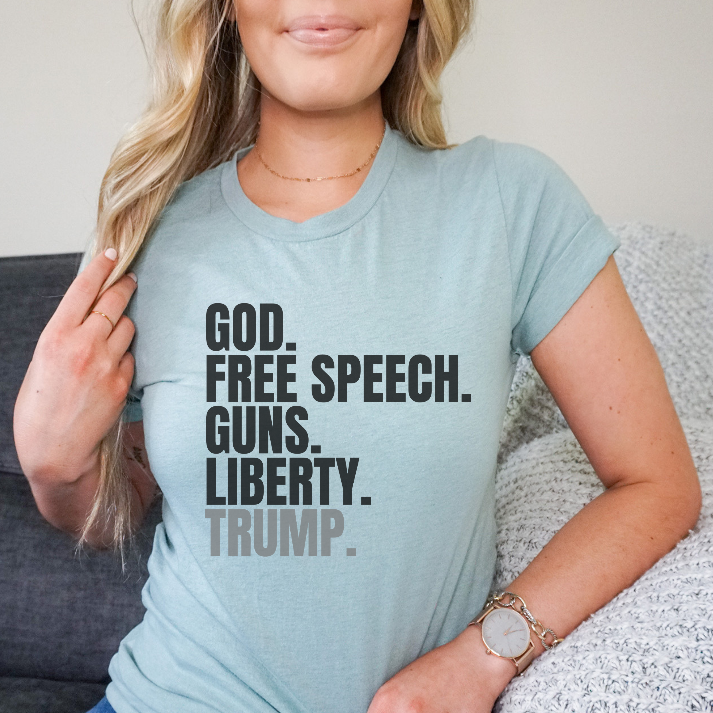 God, Free Speech, Guns, Liberty, Trump Short-Sleeve Unisex T-Shirt