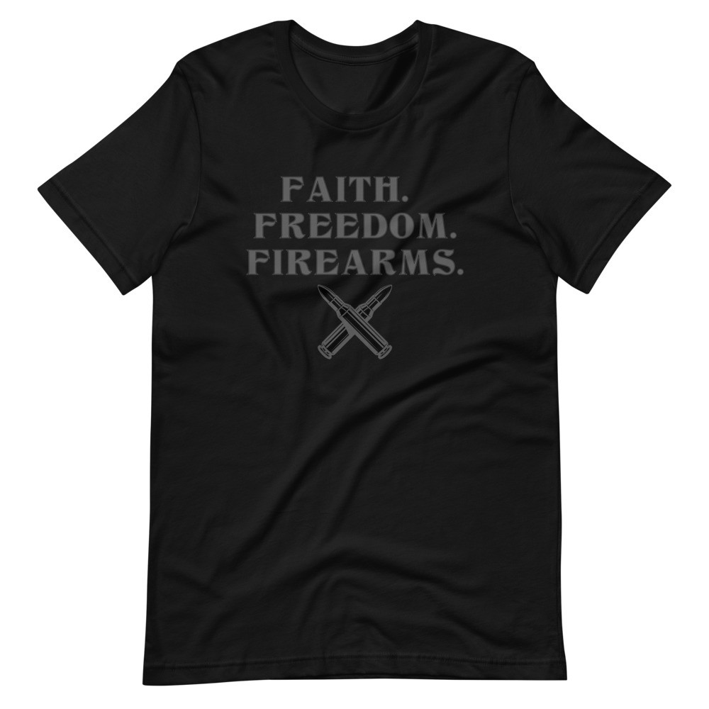 Faith Freedom Firearms Black on Black Short-Sleeve Unisex T-Shirt
