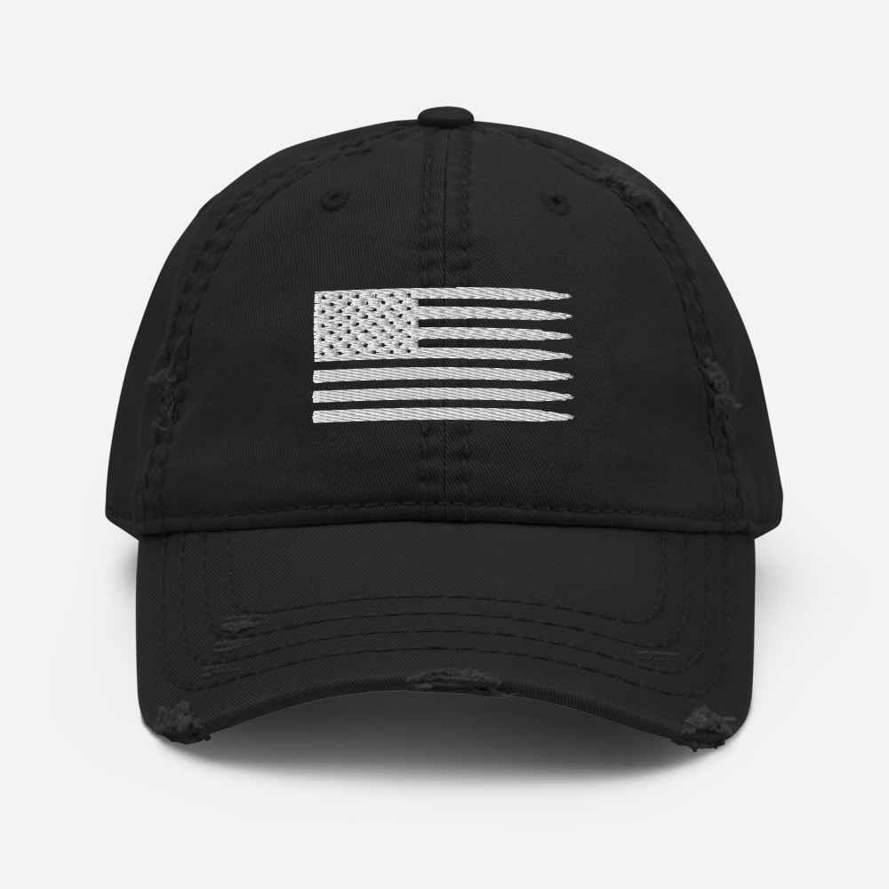 American Flag Embroidered Distressed Dad Hat