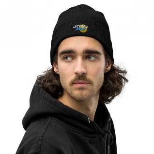 Three Stripe Jitsu Logo Organic ribbed beanie