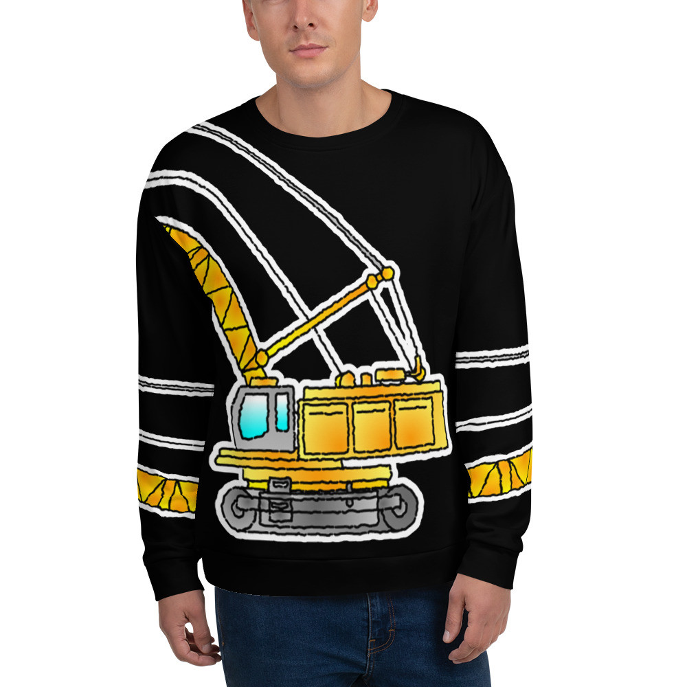 Mobile High Crane Caterpillar Cartoon Modern Yellow Unisex Sweatshirt