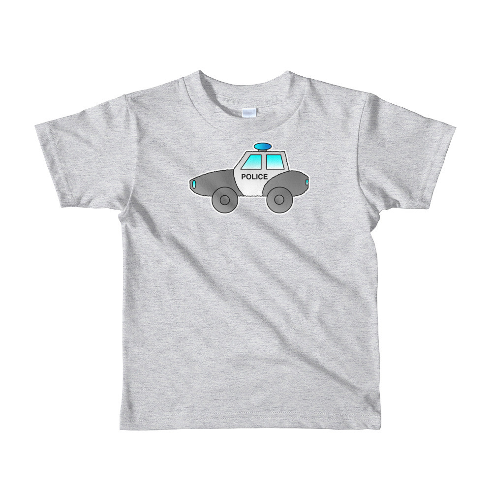 Kids Phonics Police Car Hand Drawn Short Sleeve T-Shirt