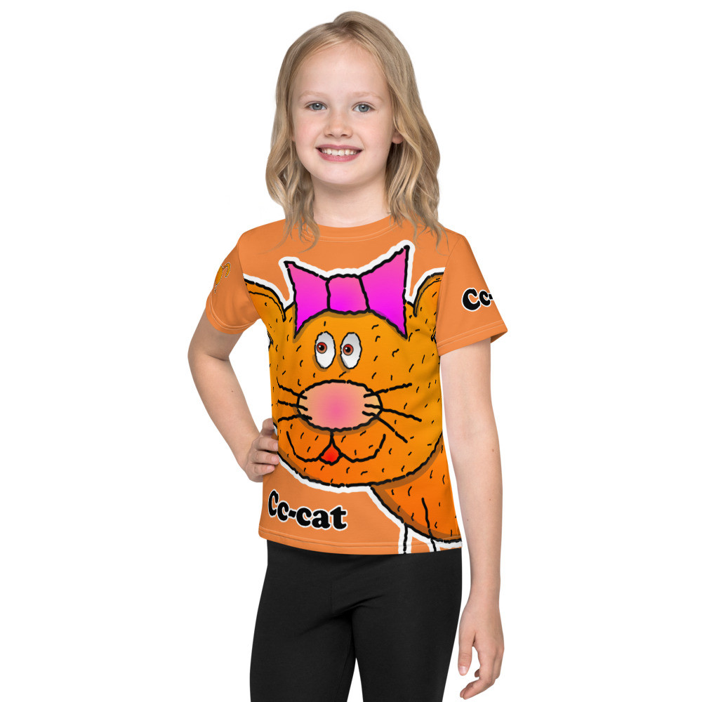 Kids Cat Kitten Cute Cartoon Hand Drawn All Over Print T-Shirt