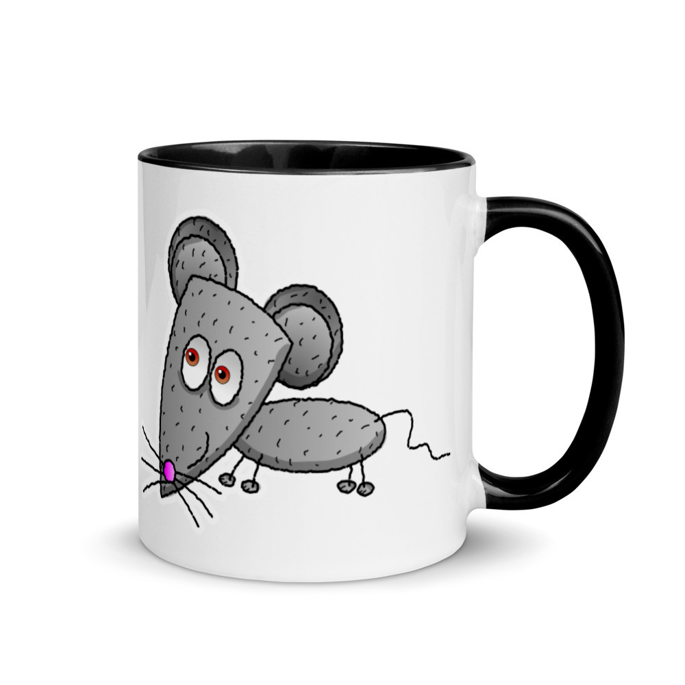 Mouse Mug Cartoon Mouse Mug Hand Drawn Mug with Color Inside