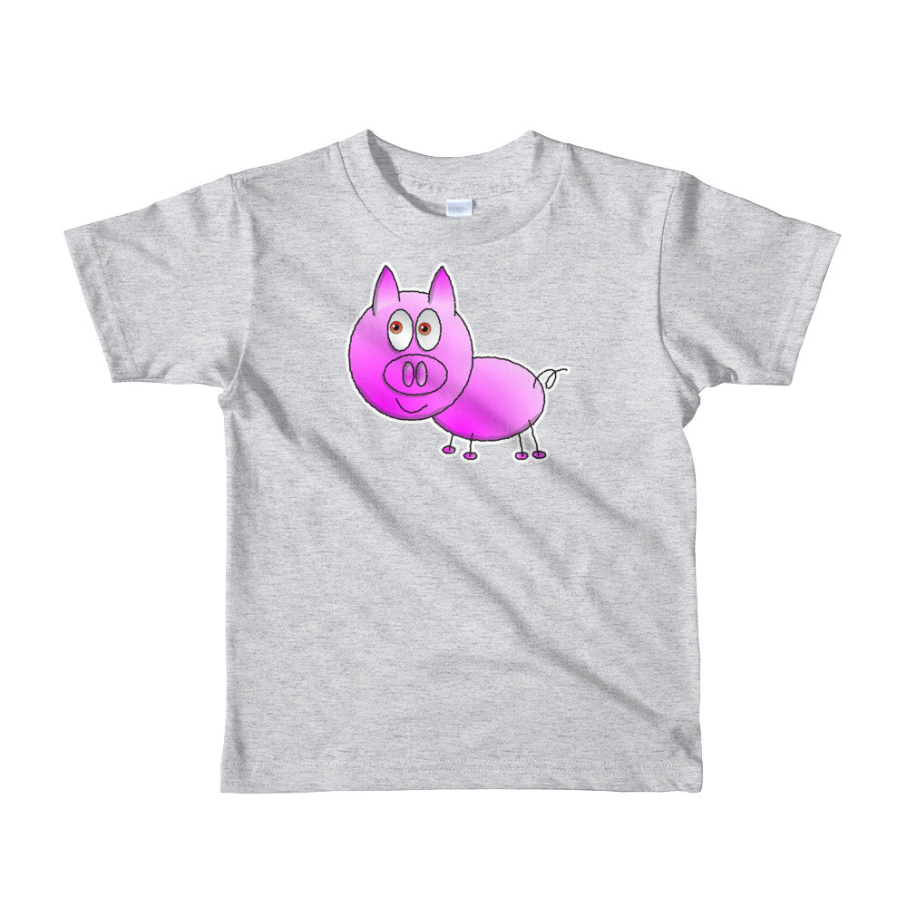 Kids Piglet Hand Drawn Cartoon Pig Short Sleeve T-Shirt
