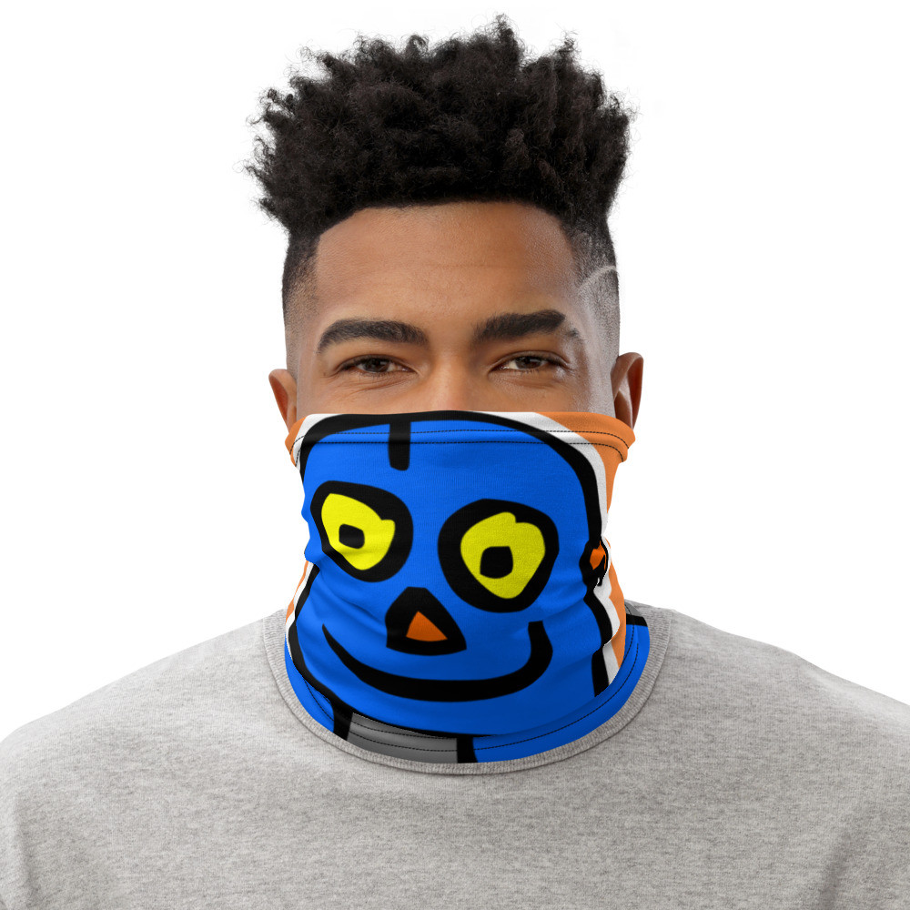 Cartoon Robot Neck Gaiter Blue Orange