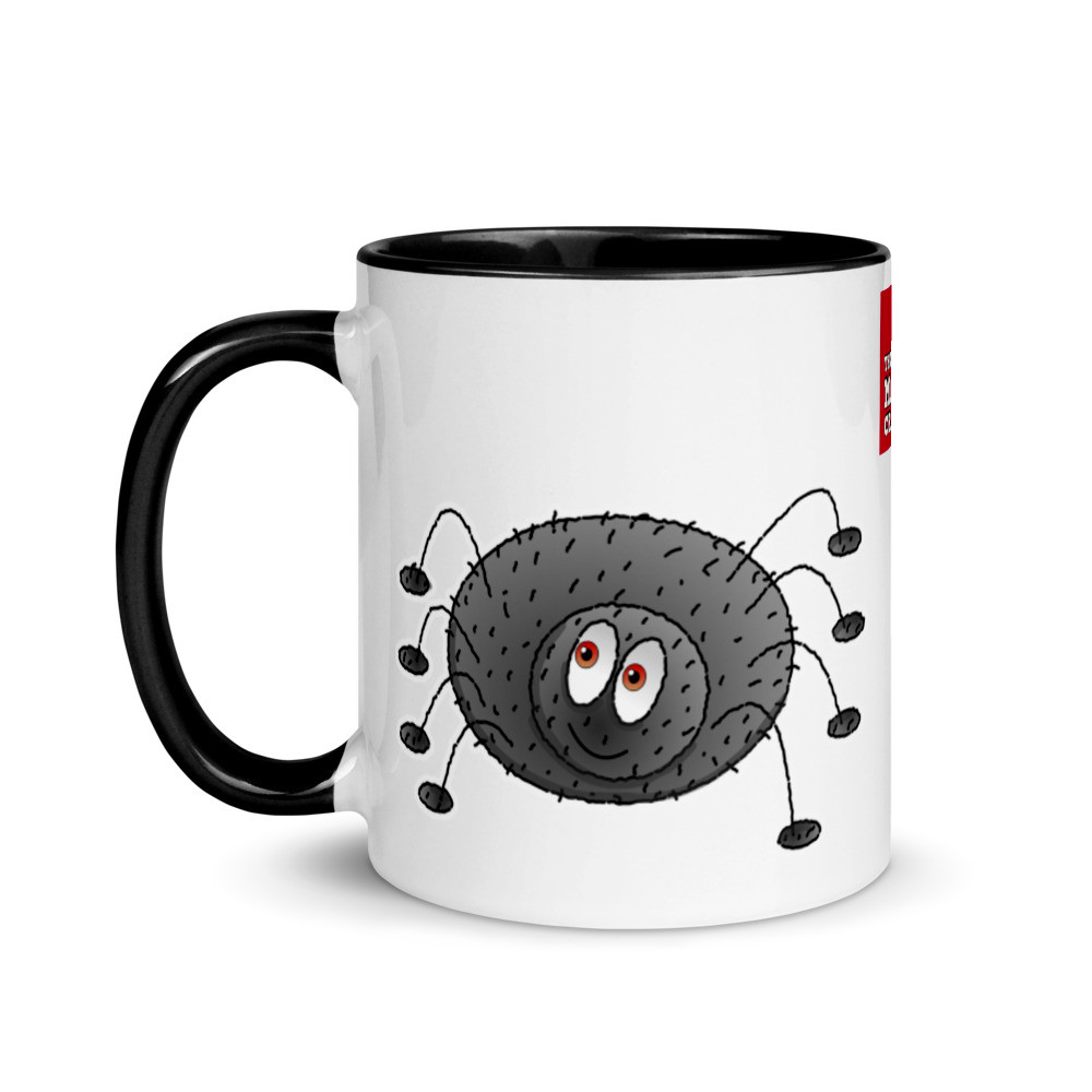 Spider Cartoon Mug With Color Inside Funny Spider Mug Gift Idea Hand Drawn Spider