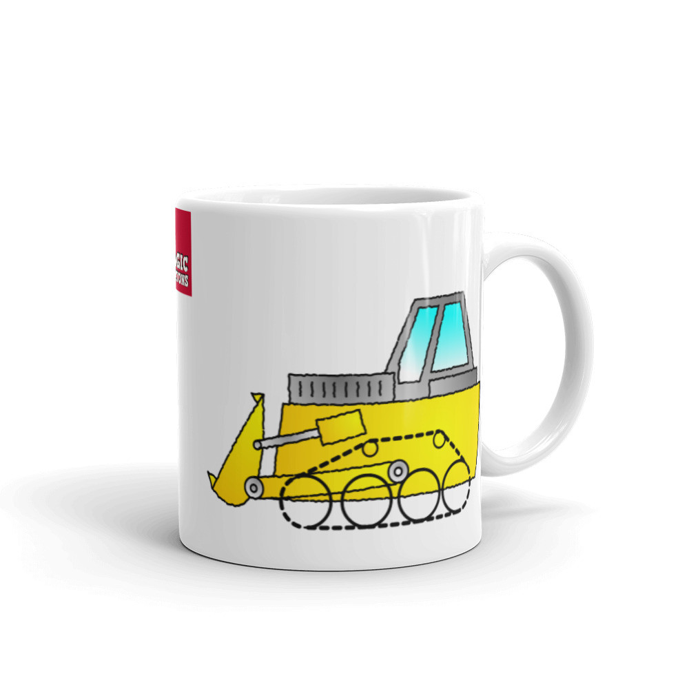 Bulldozer Mug Excavator Mug Construction Worker Mug Hand Drawn Cartoon Vehicle Mug