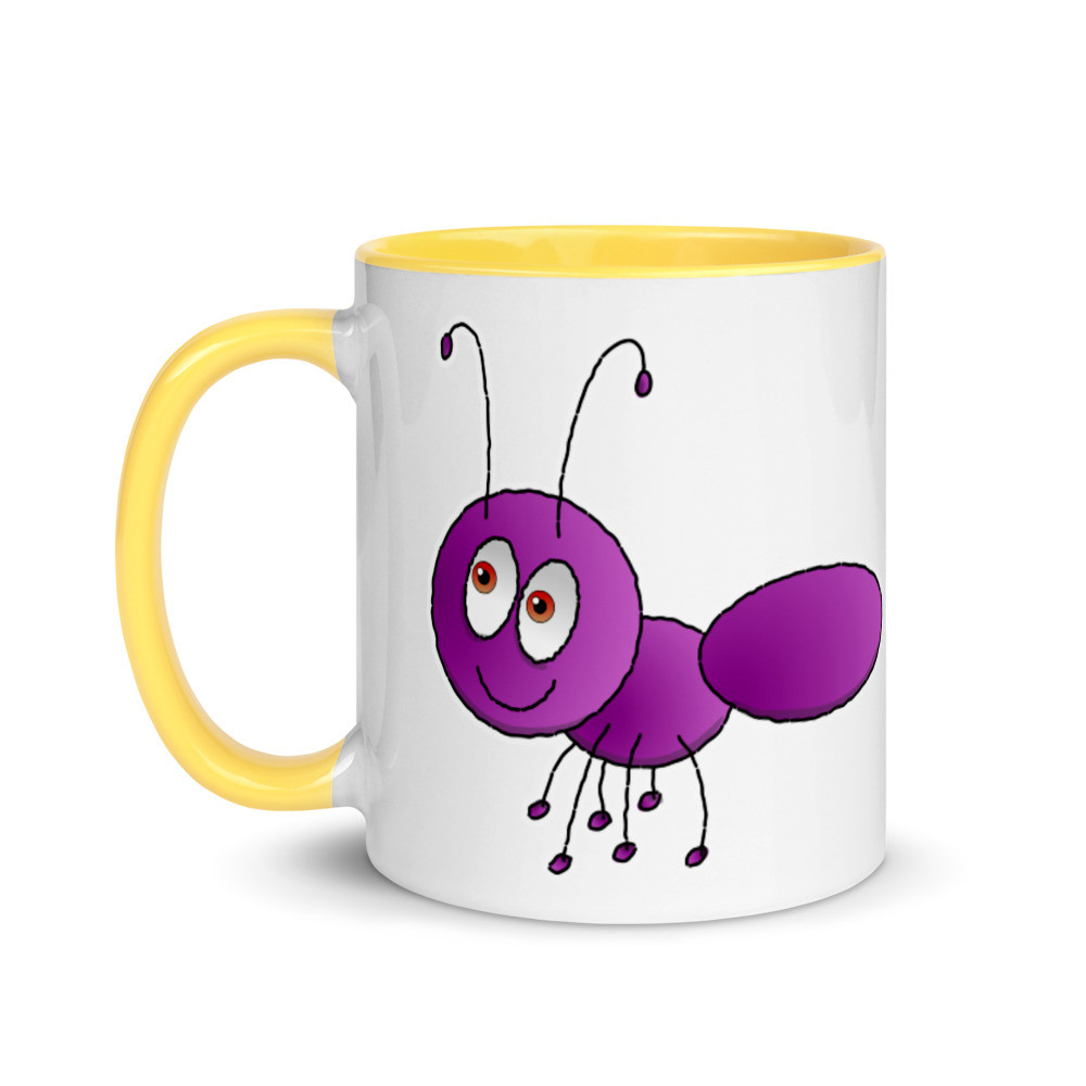 Kids Cartoon Cute Ant Hand Drawn Mug with Color Inside