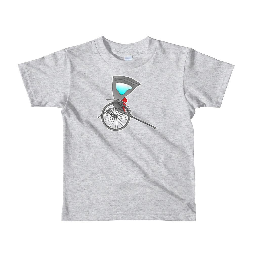 Japanese Traditional Rickshaw Hand Drawn Cartoon Japan Short Sleeve Kids T-Shirt