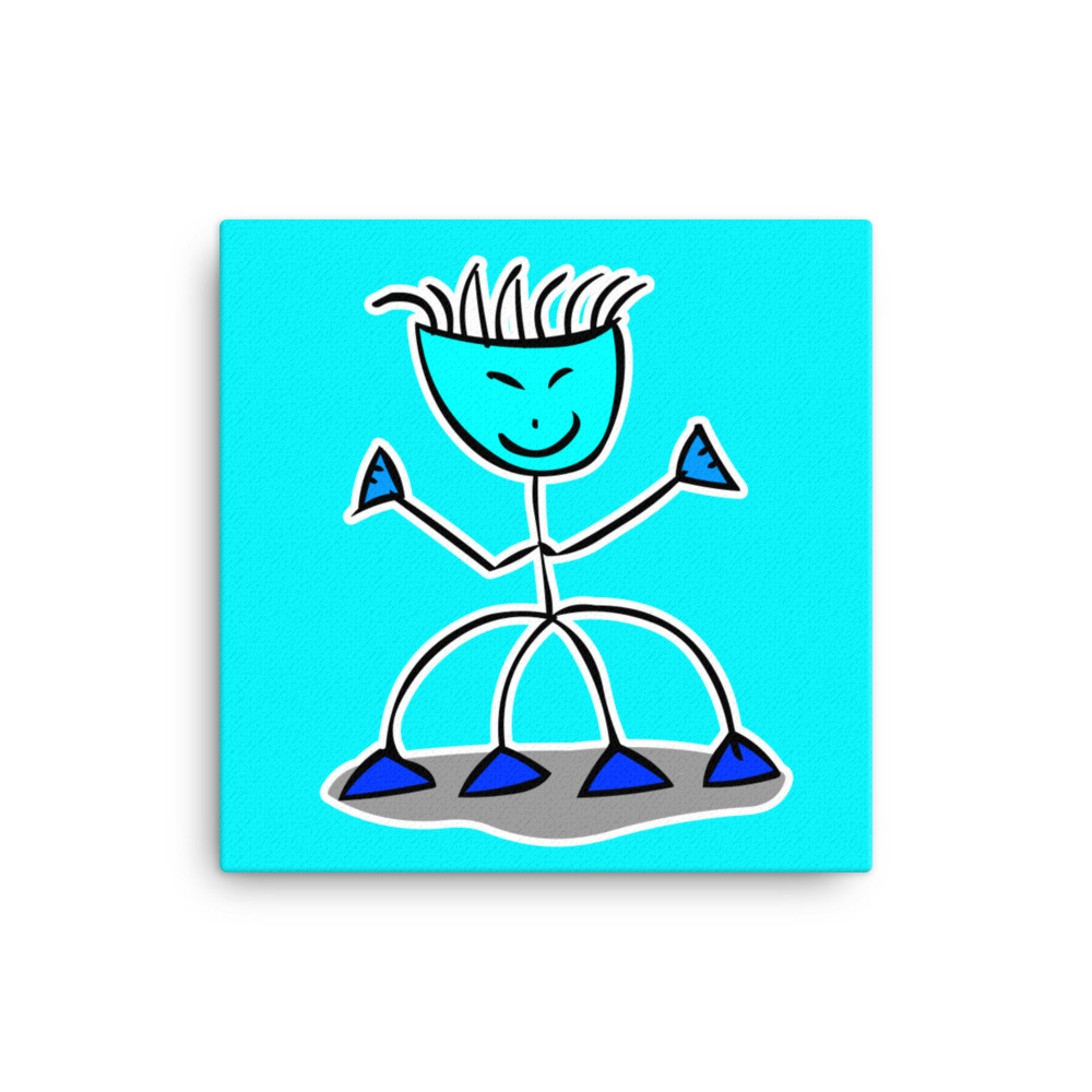 Klunkydelic Alien Fun Robot Cute Monster Cyan Canvas Print Classroom Studio Home Office