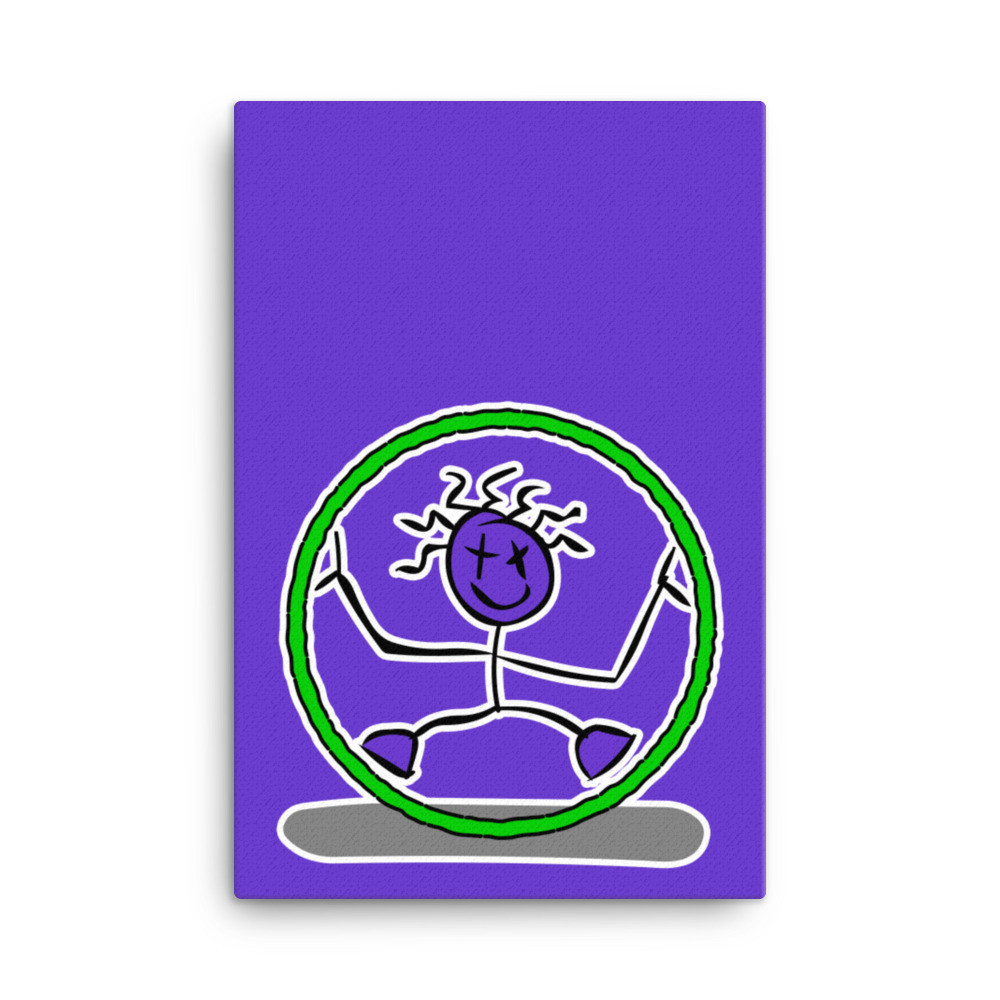 Spirogyojim Alien Robot Purple Face Green Circle Contemporary Cartoon Canvas Print