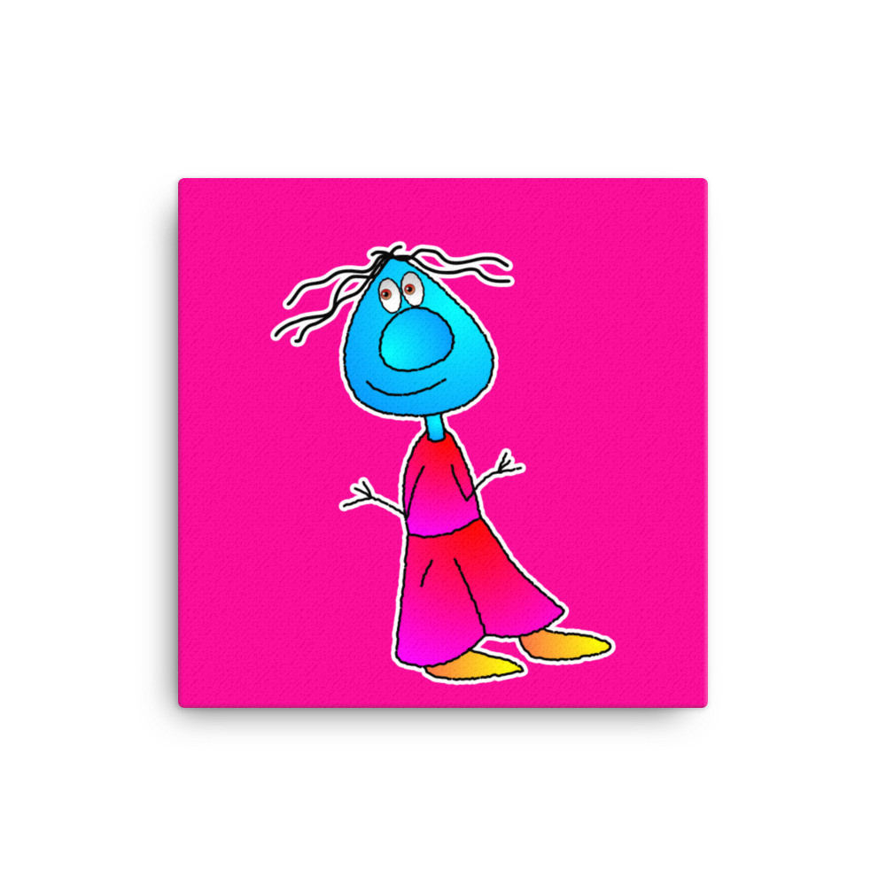 Hana Happy Cartoon Female Smiling Cute Illustration Hand Drawn Canvas Print