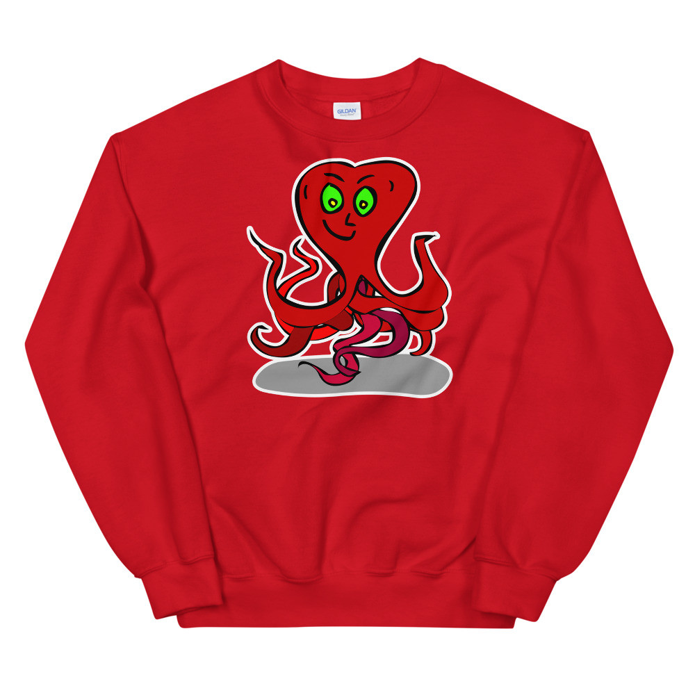 Octoplasmo Alien Monster Robot Sci-Fi Japanese Fun Cartoon Octopus 8-Legged Unisex Sweatshirt