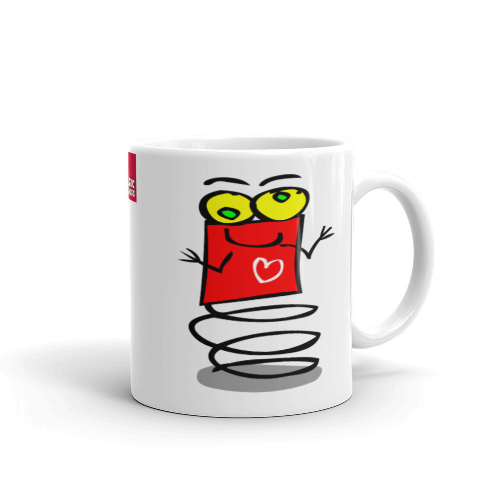 Boingy the Red Bouncing Valentines Day Love Heart Robot Spring Alien Cute Coffee Soup Mug