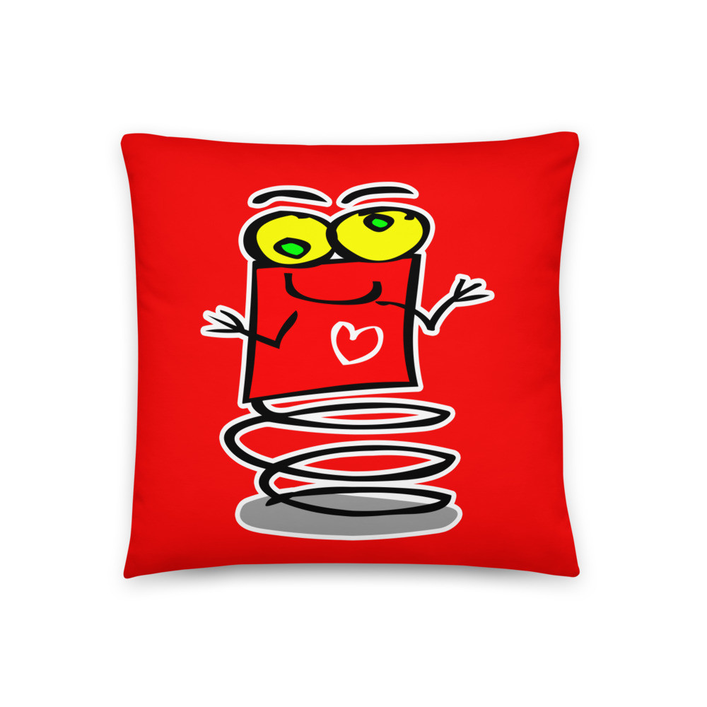 Boingy the Red Bouncing Valentines Day Love Heart Alien Robot Spring Cute Basic Pillow
