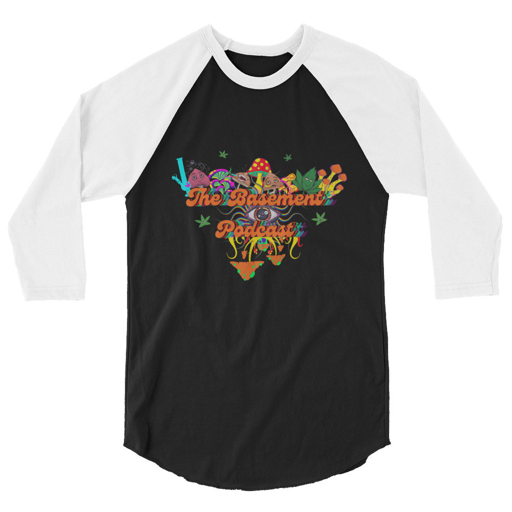 The Basement Podcast 3/4 sleeve raglan shirt