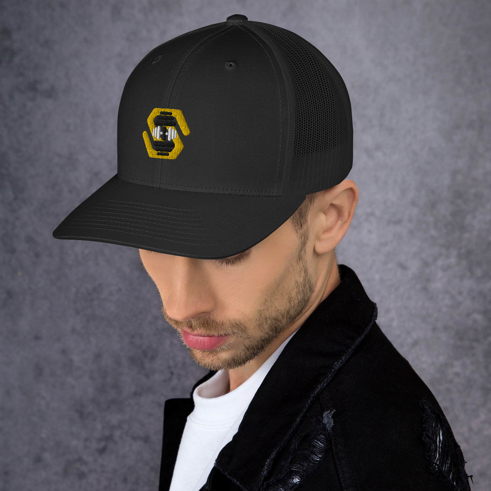 Dumbbell Madness Embroidered Trucker Cap
