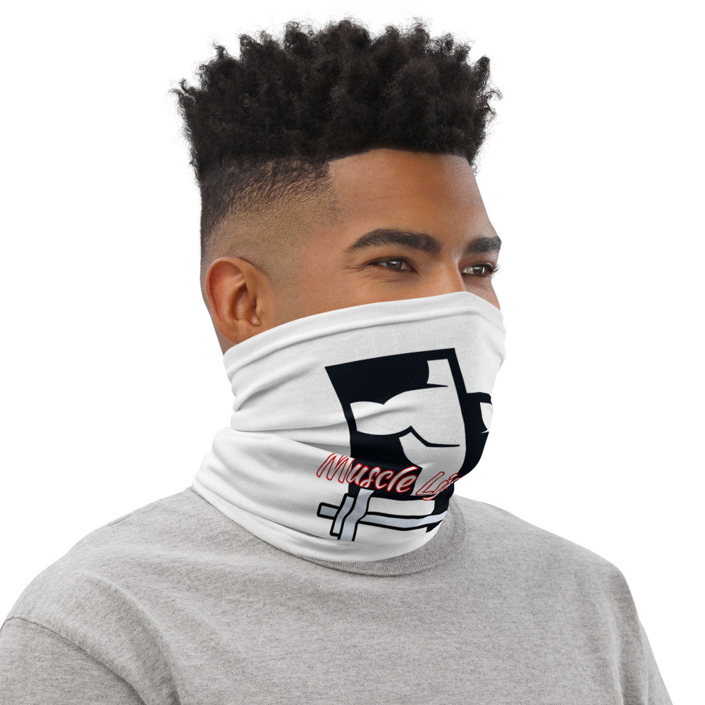 ML Black and White Barbell Neck Gaiter