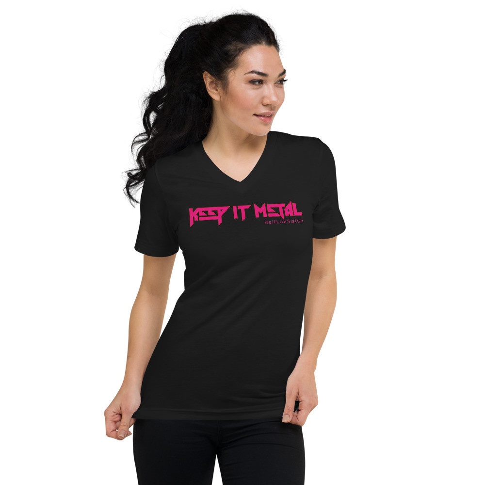 ''Keep It Metal'' SkyRez - Unisex V-Neck T-Shirt - HotPink
