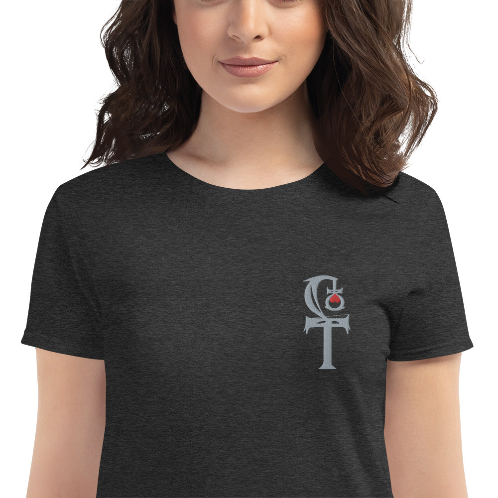 HLS Embroidered Unity Symbol - WEBBED - Women's Fashion Fit T-Shirt - Grey