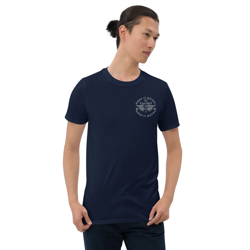 ''Keep It Metal'' HLS Unity Wings Embroidered Souljah Badge - Men's T-Shirt - Ash