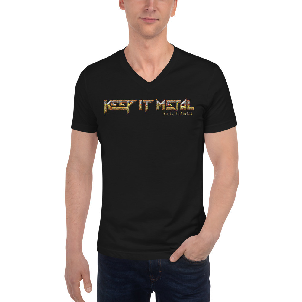 ''Keep It Metal'' SkyRez - Unisex V-Neck T-Shirt - Electrum