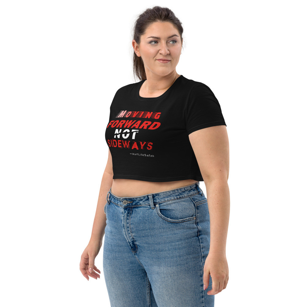 ''Moving Forward NOT Sideways'' Organic Crop Top - Red