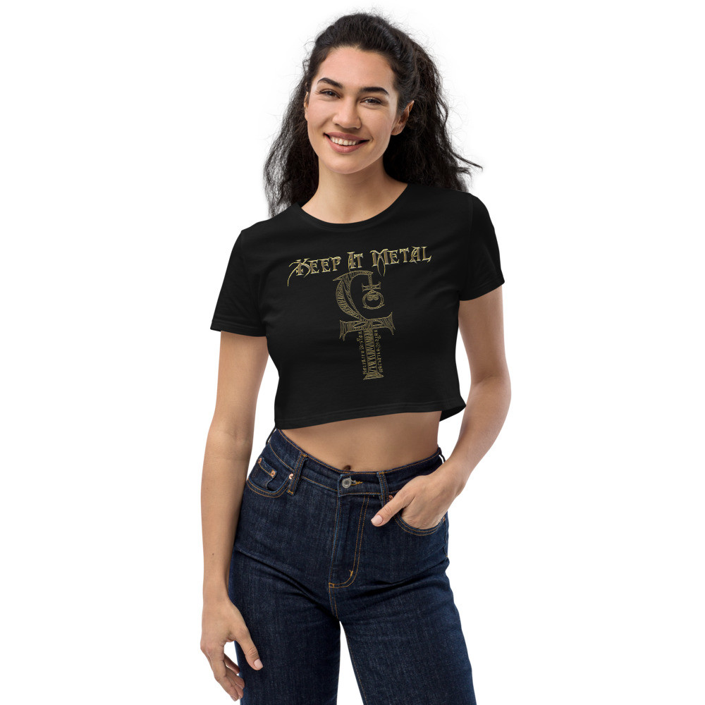 ''Keep It Metal'' + HLS Unity Symbol - Wicked Web - Organic Crop Top - Sand