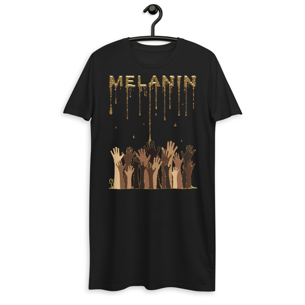 Melanin Drip - Organic Cotton T-Shirt Dress - Gold