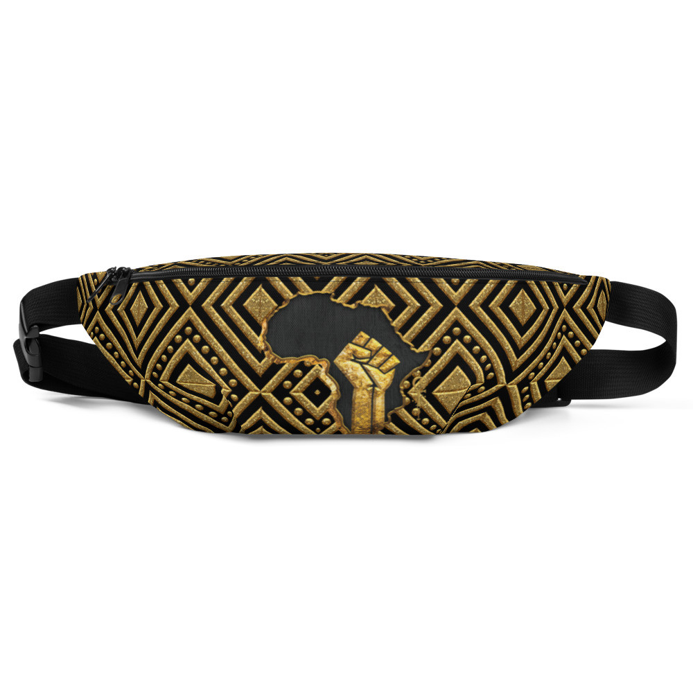 Black Pride - Gold & Wood - Fanny Pack {Tribal} - GoldBlack