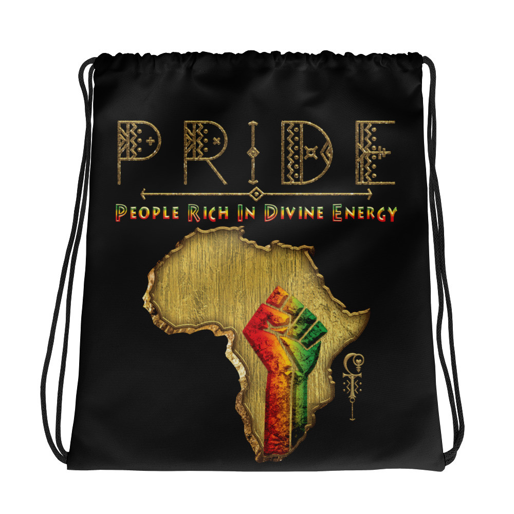 Black Pride - Gold & Woods - Drawstring Bag - V3