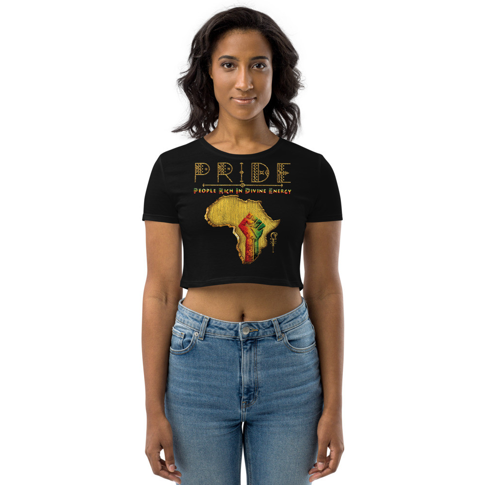 Black Pride - Gold & Wood - Organic Crop Top V3