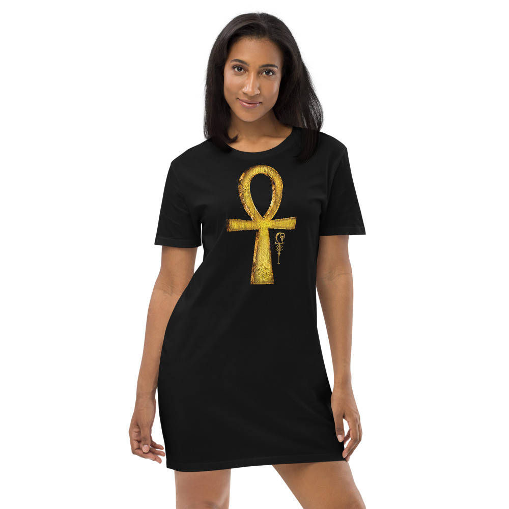 Gold & Wood Ankh - Organic Cotton T-Shirt Dress