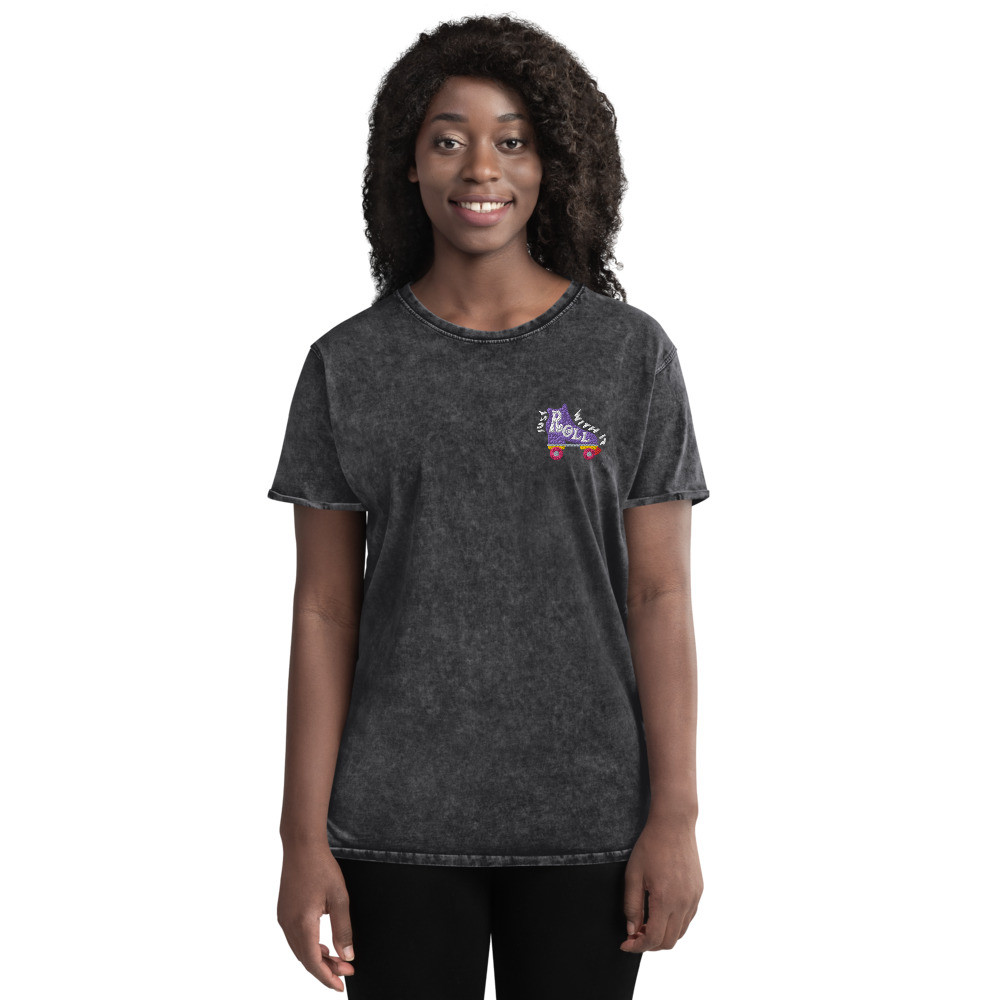 - "Just Roll With It" - Unisex Denim T-Shirt - Purple