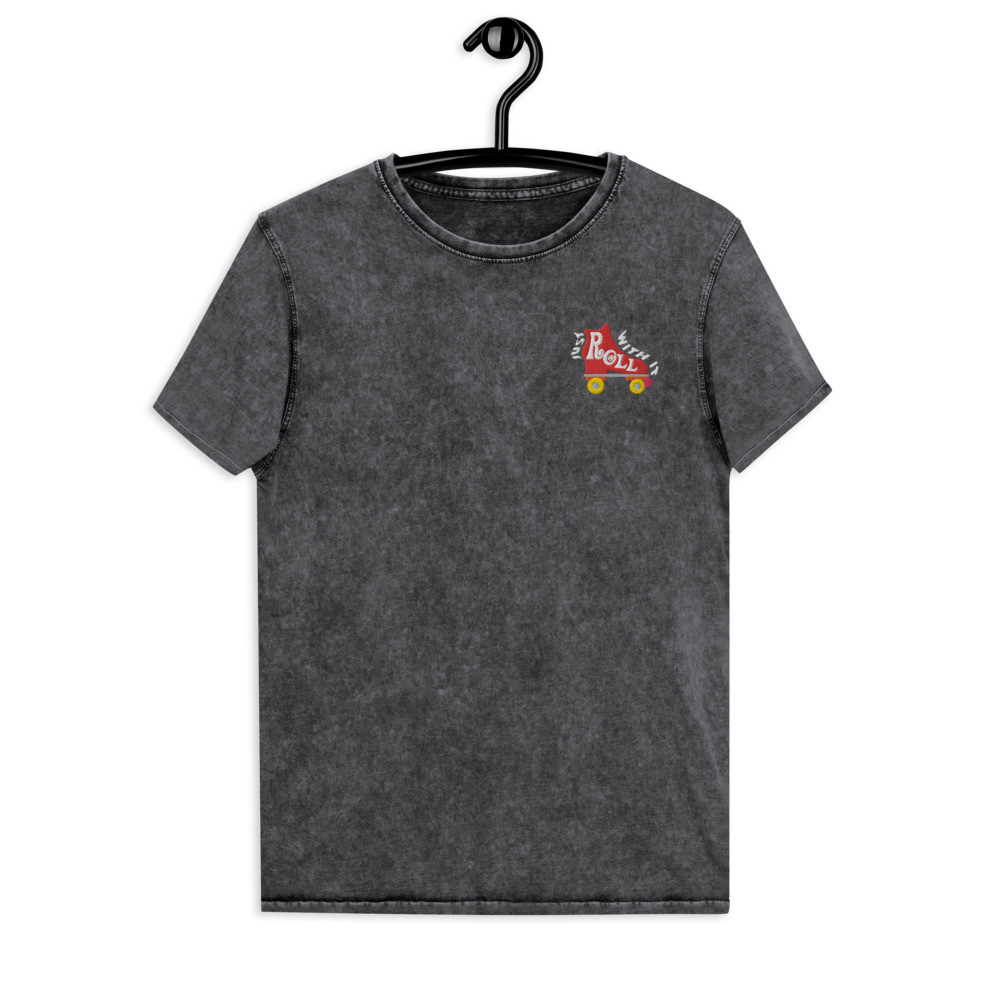 - "Just Roll With It" - Unisex Denim T-Shirt - Red