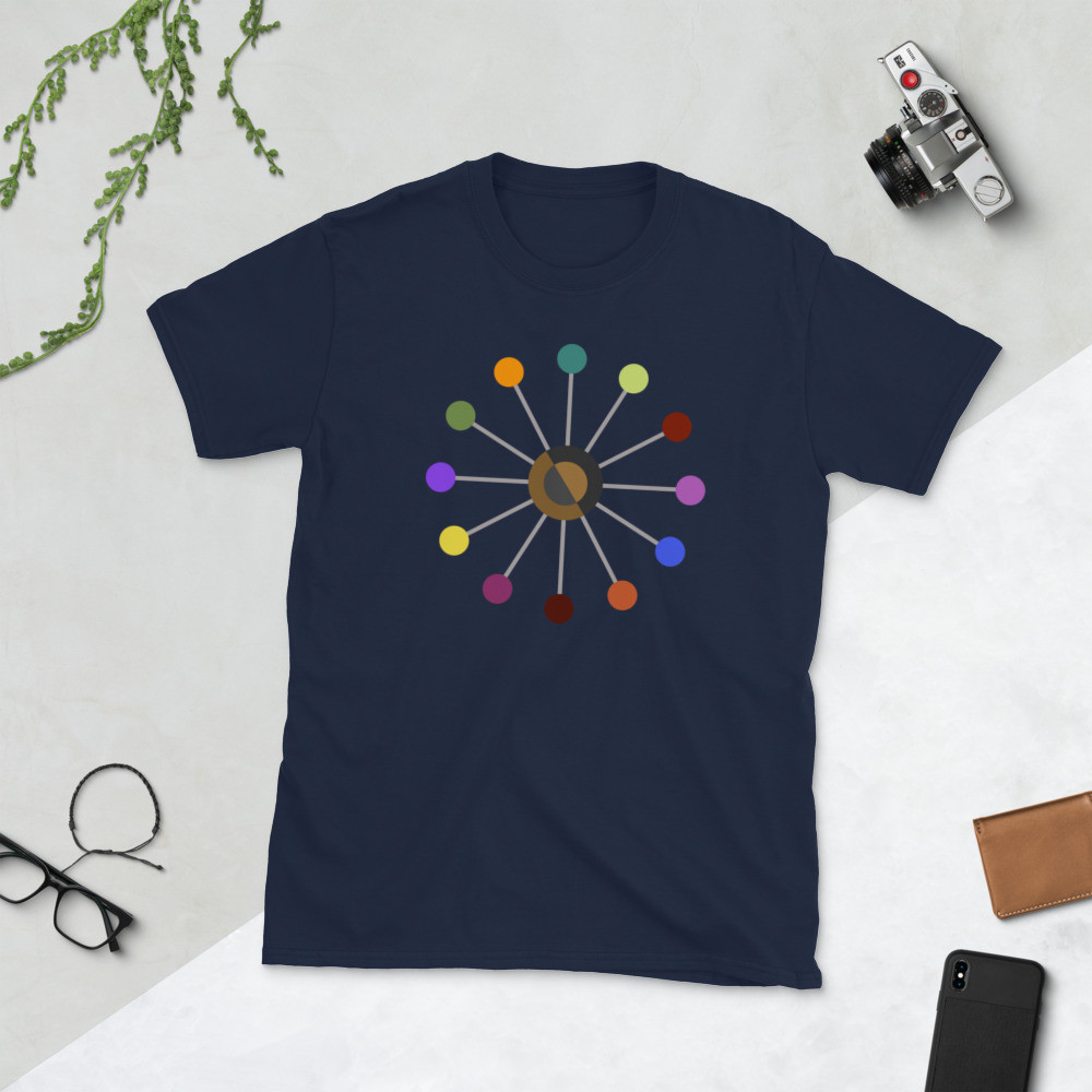 Mid-Century Modern Clock Dial Design, Short-Sleeve Unisex T-Shirt, Men's Women's Hipster Fashion