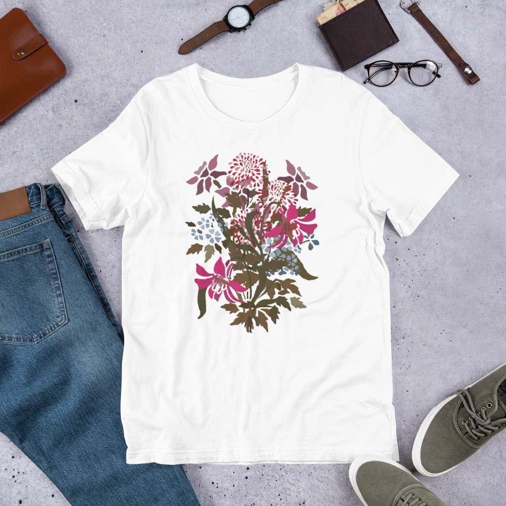 Floral Print Bouquet Women's Hipster Flowers Short-Sleeve Unisex T-Shirt