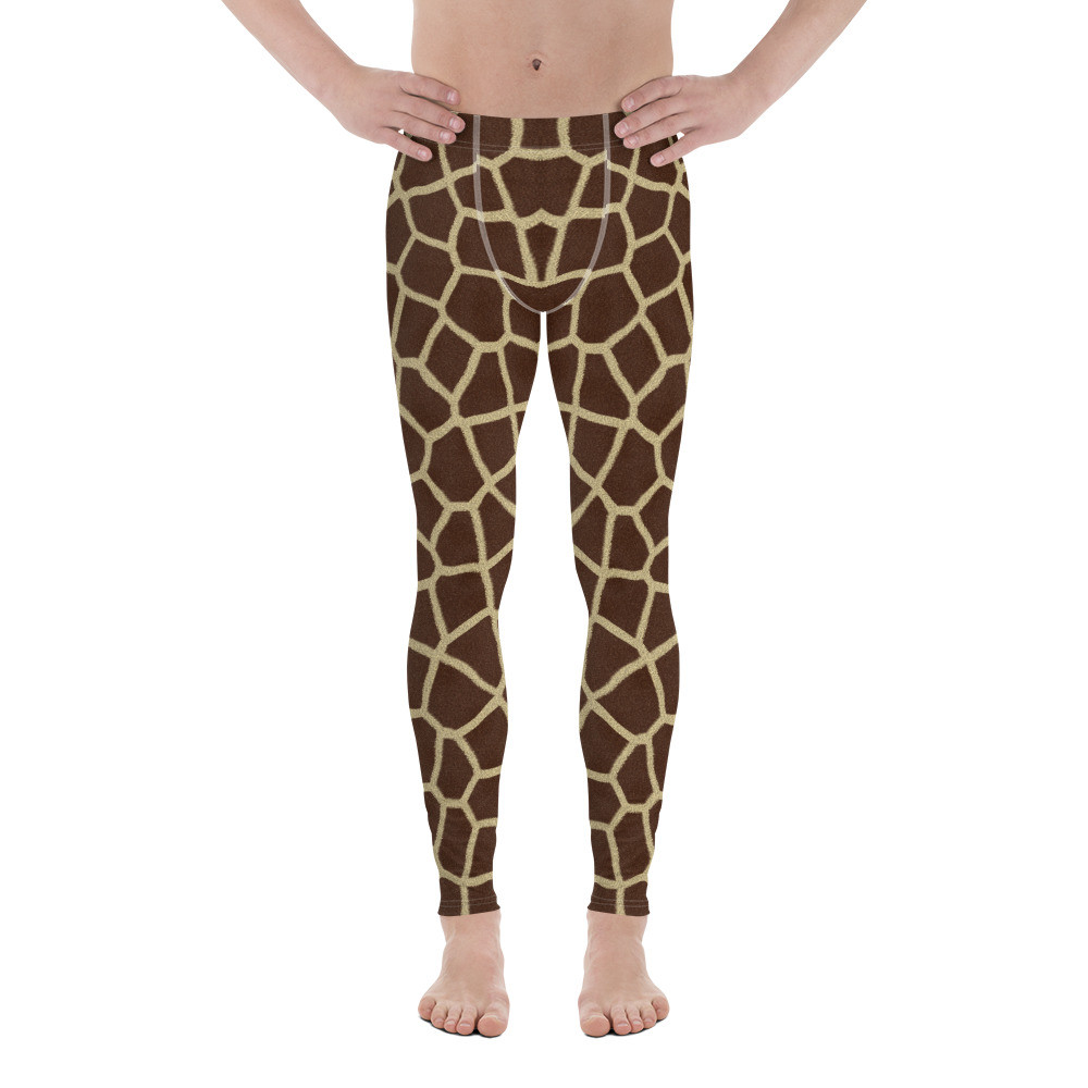 Men's Leggings, Hipster Animal Print Giraffe Leggings for Men