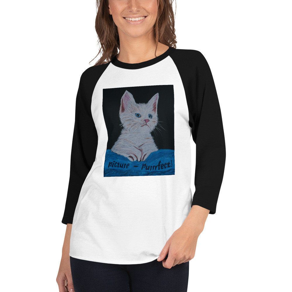 3/4 sleeve raglan kitten shirt