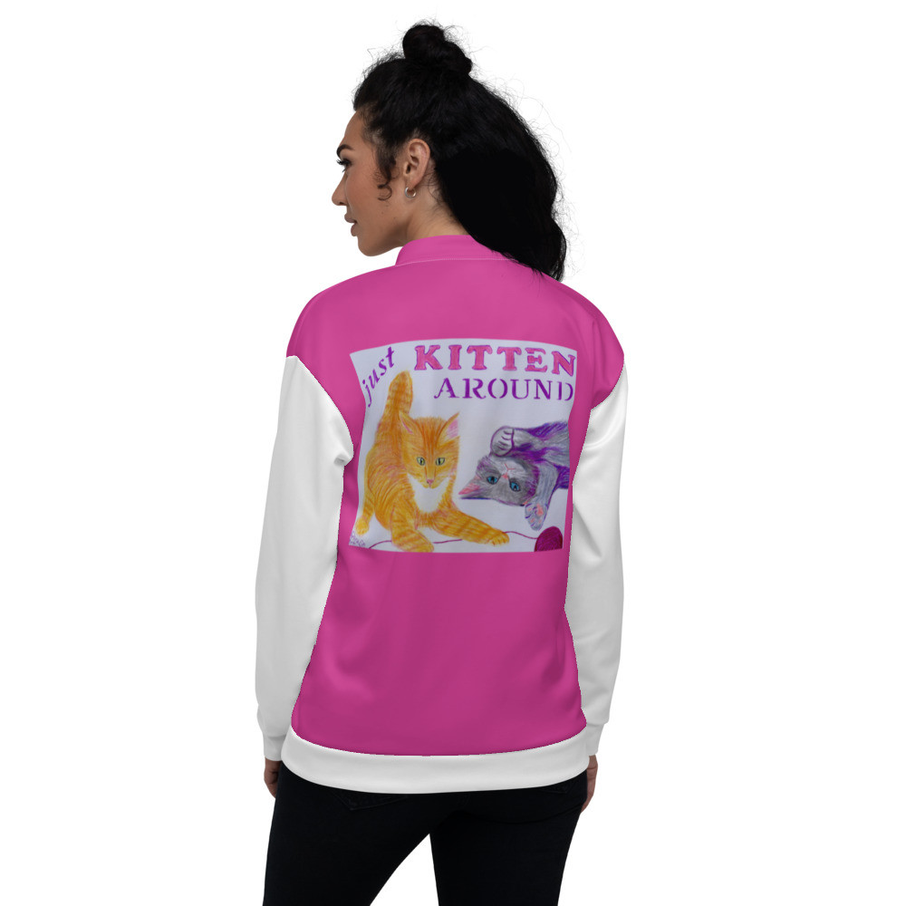 Just Kitten Around Pink Bomber Jacket