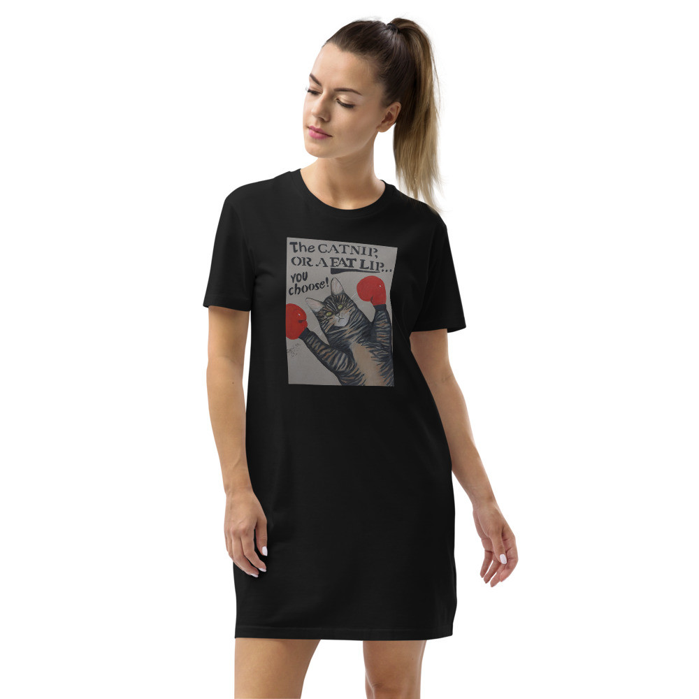 Organic cotton Boxing Cat t-shirt dress
